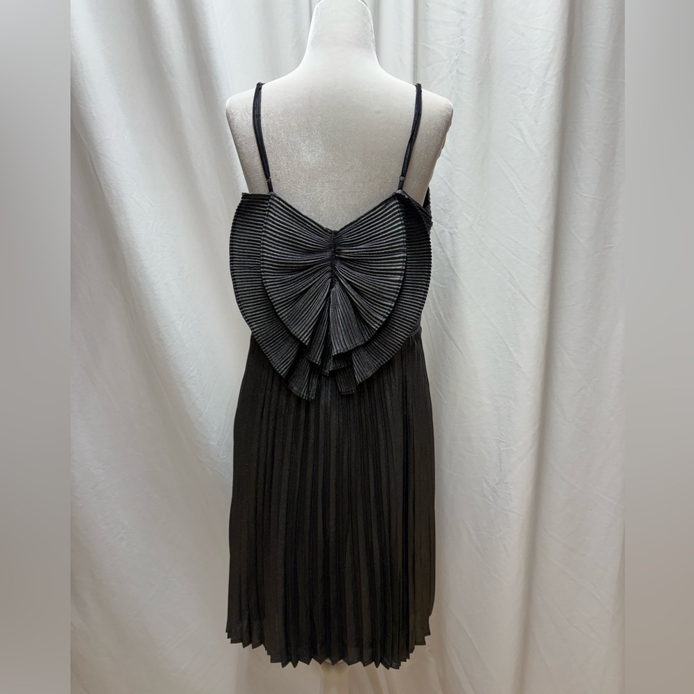 Express Metallic Mini Dress Pleated Bow Back Detail women’s L - Picture 2 of 11